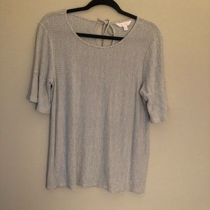 Black and White Striped Work Top.